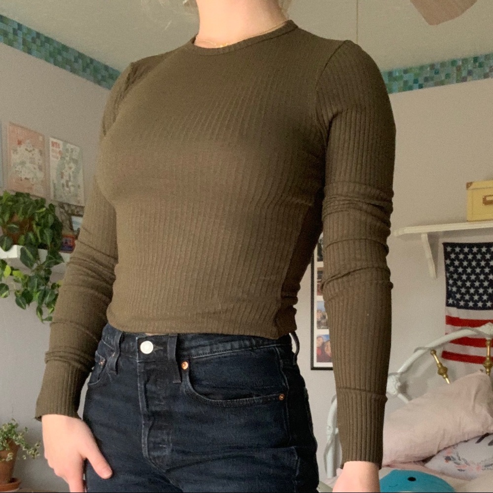 Urban Outfitters Tyler Ribbed Crew Neck Top